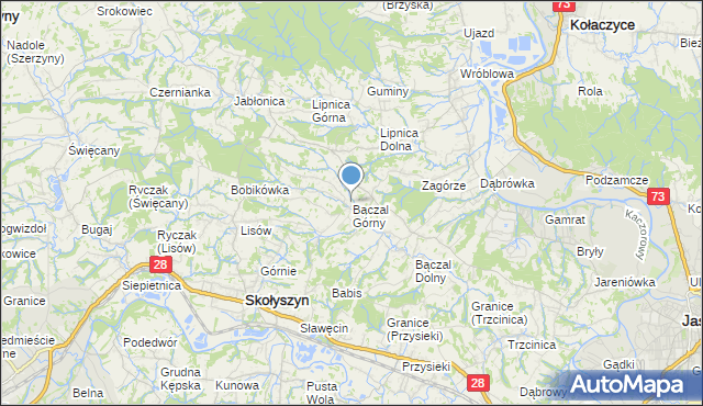 mapa Bączal Górny, Bączal Górny na mapie Targeo